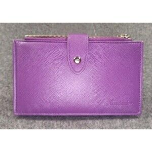 Purple Travelambo RFID Wallet Women Large Size Bifold Multi Card Double Zip Slim